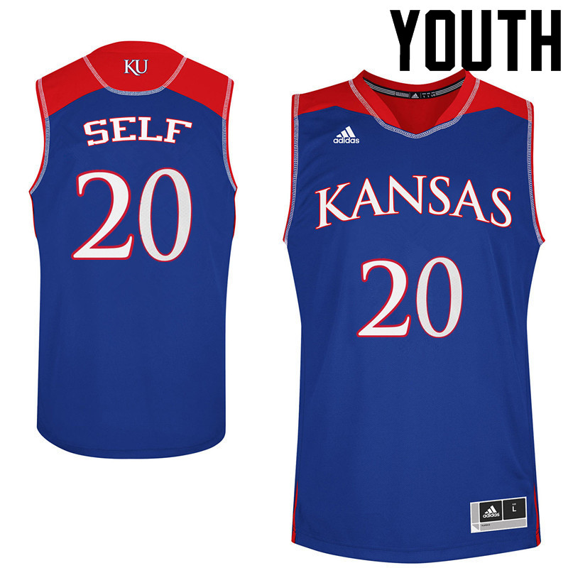 Youth Kansas Jayhawks #20 Tyler Self College Basketball Jerseys Sale-Blue